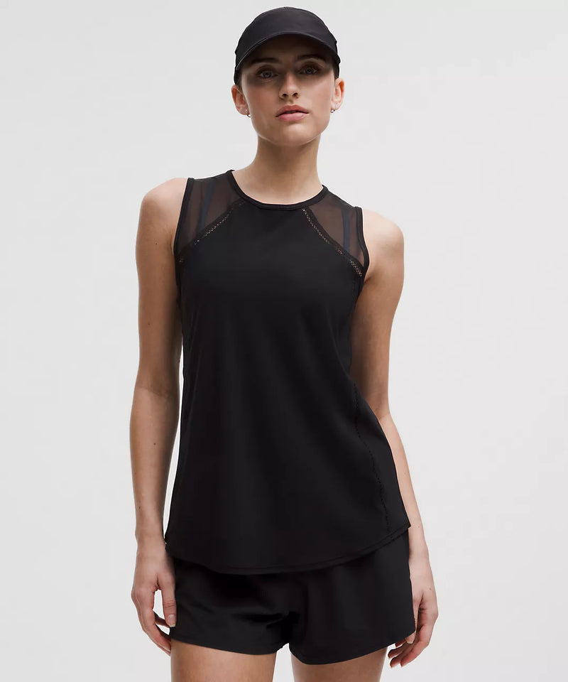 Sculpt Cropped Tank Lace Trim
