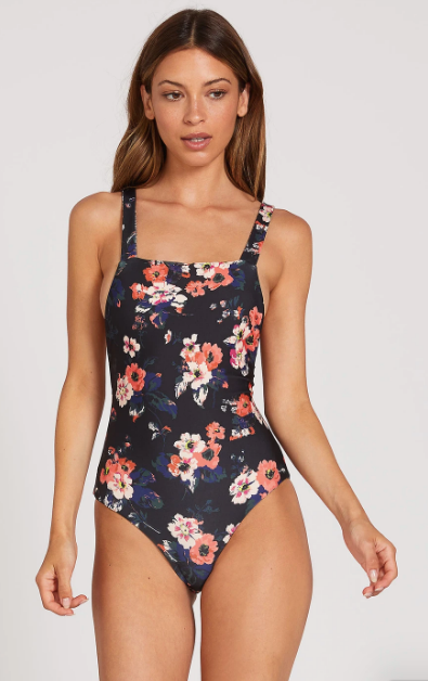 LEAF IT BE ONE-PIECE SWIMSUIT - BLACK