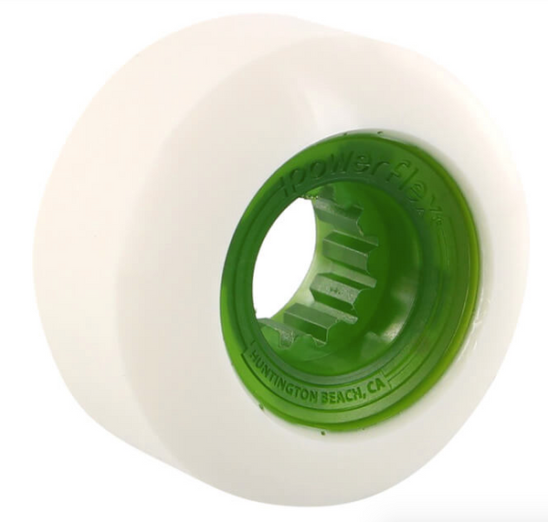 Powerflex Skateboards Rock Candy White / Clear Green Skateboard Wheels - 54mm 84b (Set of 4)